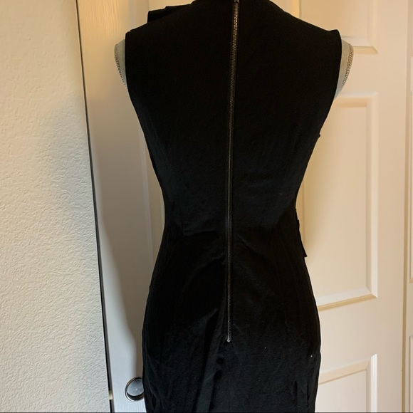 KOBE HALPERIN designer 6 black knit midi dress flattering top and waist accents - Picture 6 of 16
